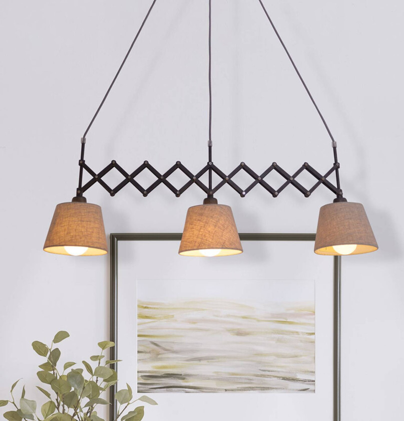 Adrienne tekstil-hengelampe 3 lyskilder