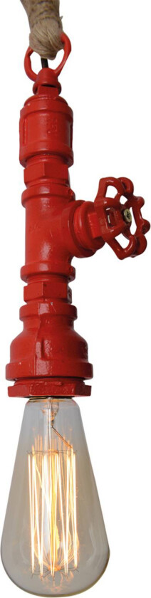 Pendellampe Vintage med hampwire – rød