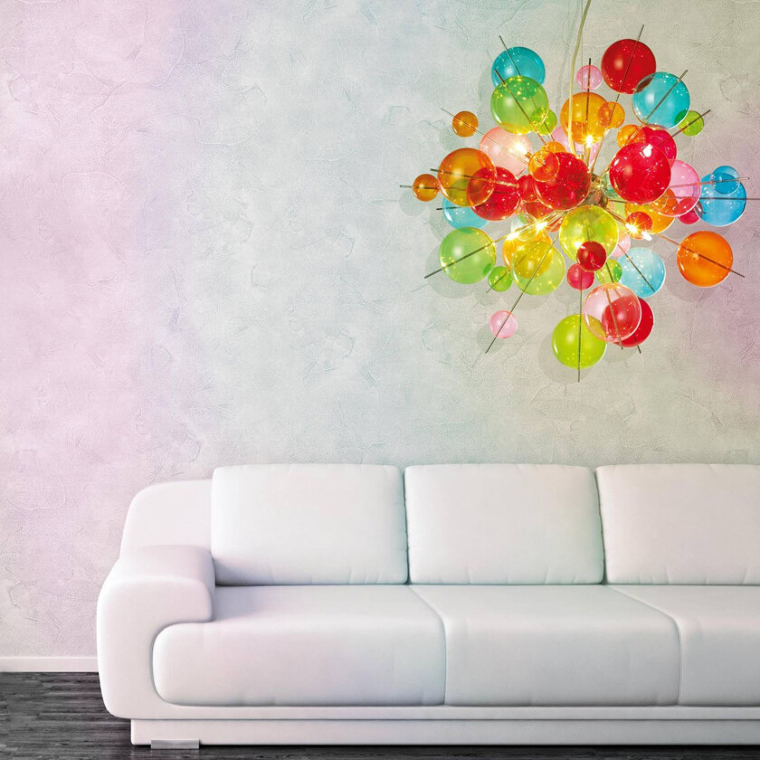 Flerfarget pendellampe Aurinia i glass