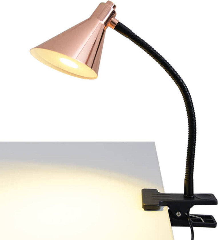 Kobberfarget LED-klemmelampe Janita