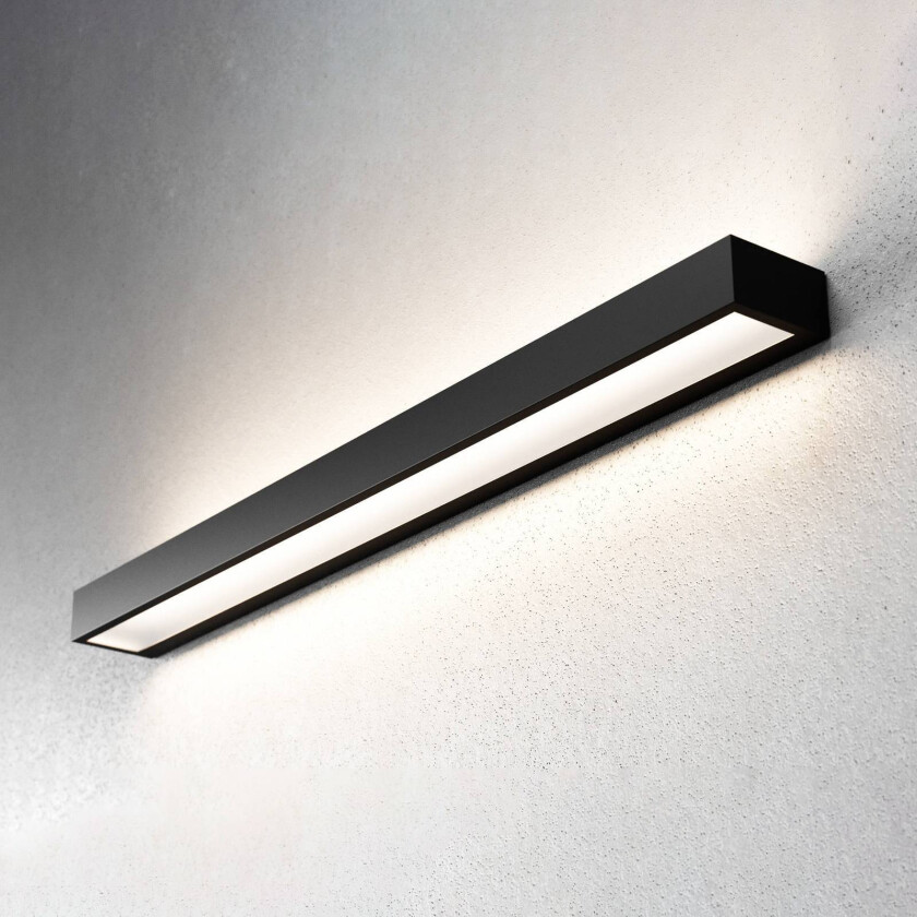 Mera LED-vegglampe, bredde 80 cm, svart, 3000K