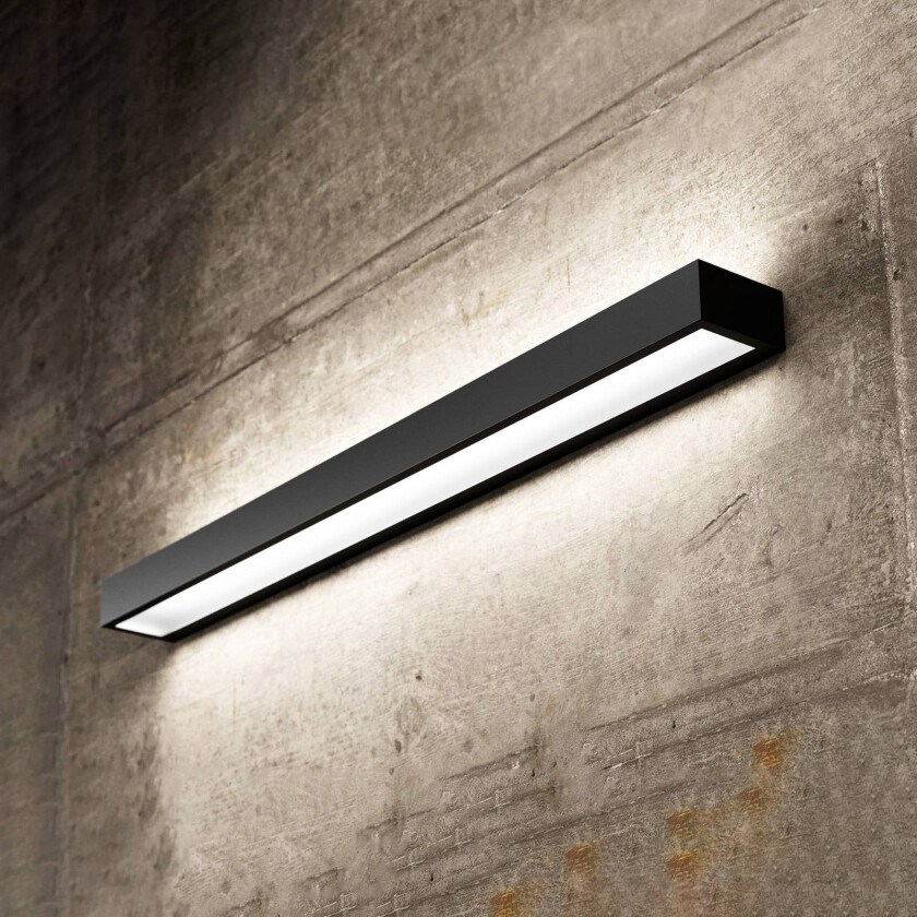 Mera LED-vegglampe, bredde 80 cm, svart, 4000K