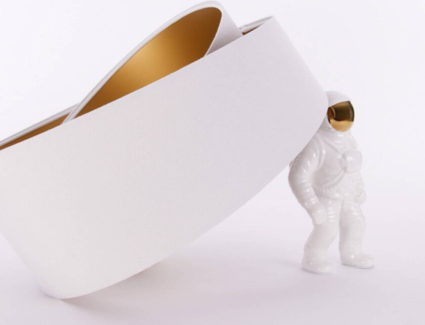 Lampeskjerm Chloe, Ø 50cm, hvit, gull