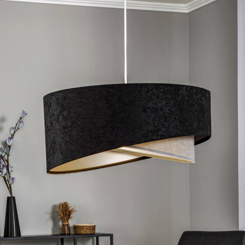 Vivien pendellampe, trefarget, svart/grå/sølv