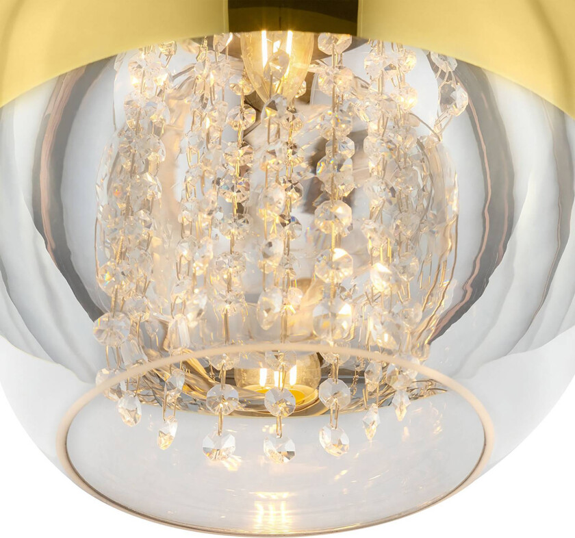 Fermi hengelampe gull med krystallpynt