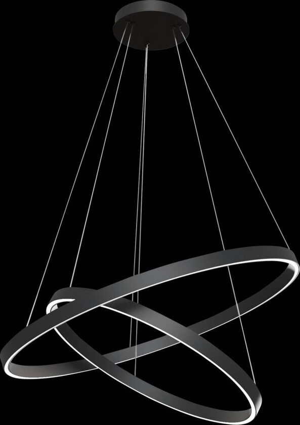 Rim LED-hengelampe, 840, 2 ringer, svart