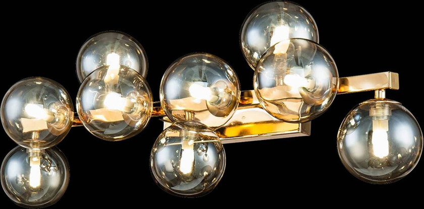 Dallas vegglampe med 9 glasskuler, gull
