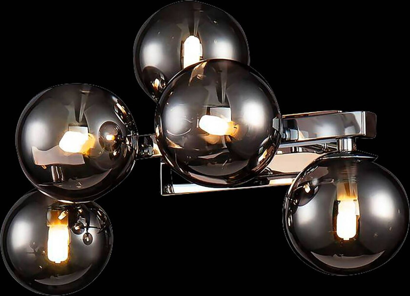Dallas vegglampe med 5 glasskuler, krom