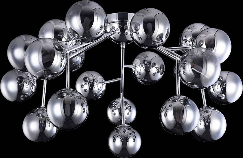 Dallas taklampe, 20 glasskuler, krom