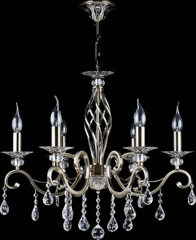 Grace lysekrone 6 lyskilder messing/hvit