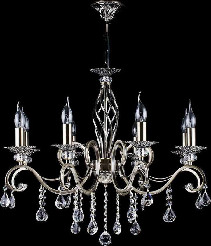 Grace lysekrone 8 lyskilder messing/hvit