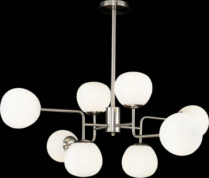 Erich hengelampe 8 lyskilder nikkel/hvit