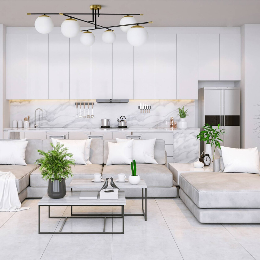 Nostalgi, taklampe 6 lyskilder, glass