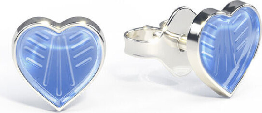 Pia&Per, Øredobber i 925 sølv med blått emalje hjerte