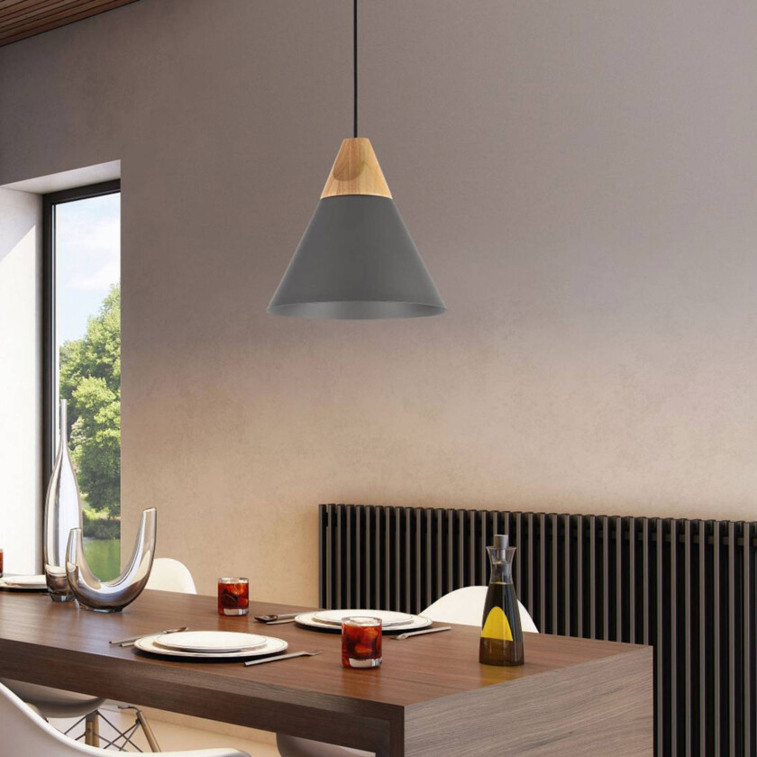 Bicones hengelampe svart, Ø 22 cm