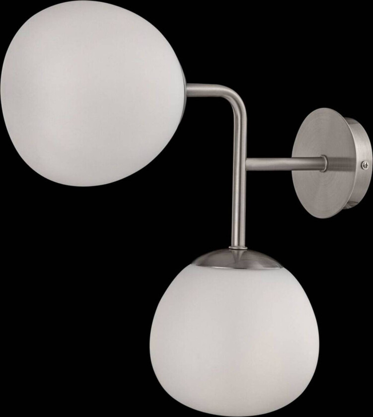 Erich vegglampe i nikkel med to glasskjermer