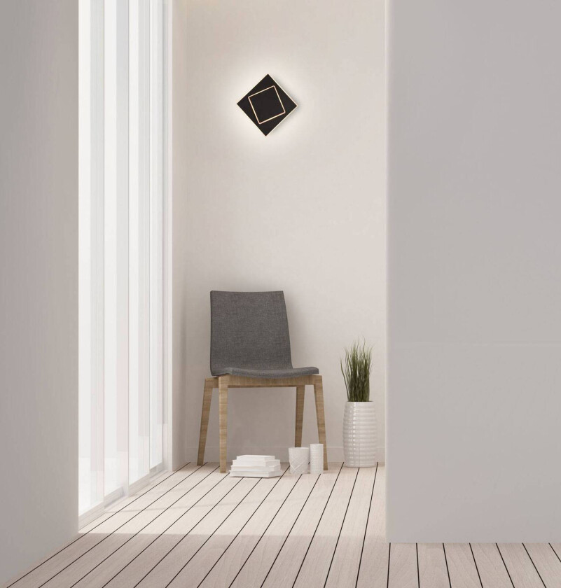 Dakla LED-vegglampe, svart, 18x18 cm