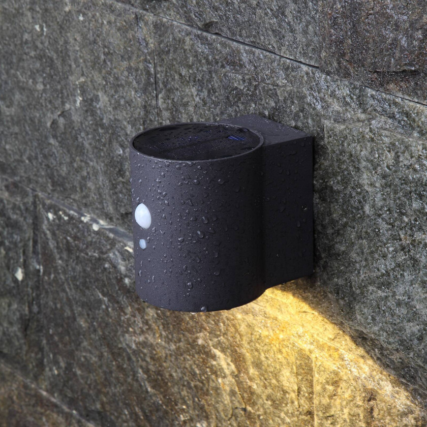 Loky LED solcellevegglampe, sensor, rund