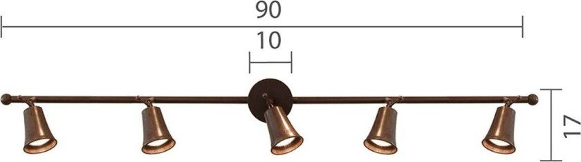 Pusta downlight av jern, 5 lyskilder