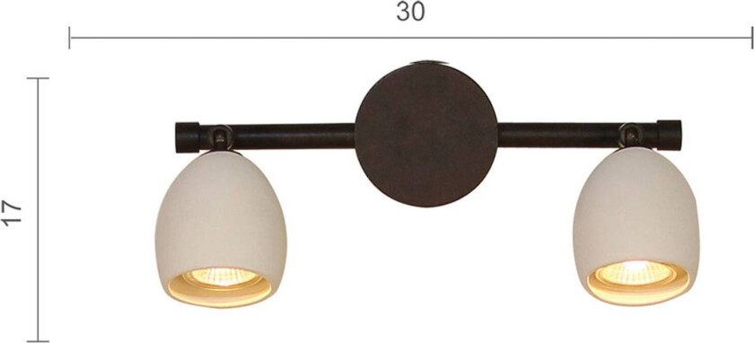 Provence matt vegglampe 2 lyskilder