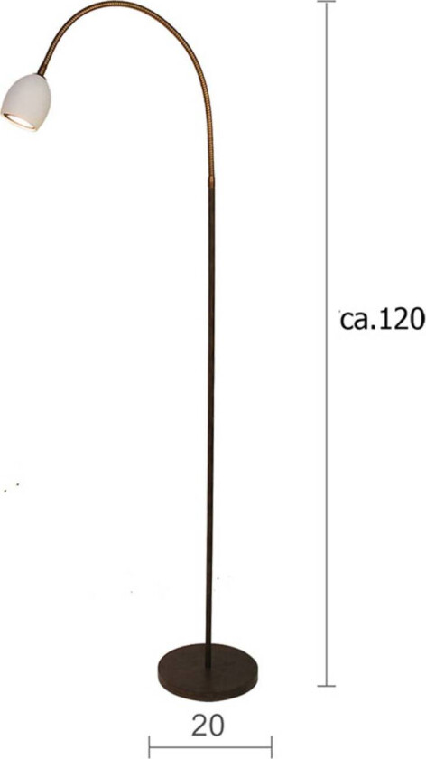 Provence matt gulvlampe 1 lys med fleksarm