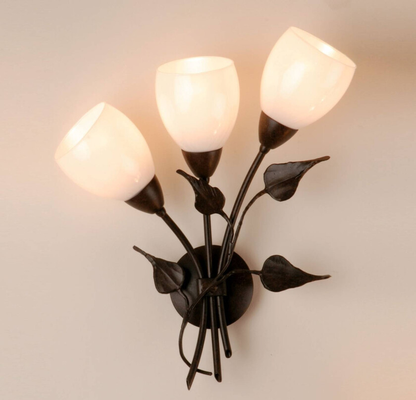 Vegglampe CHALET med blomsterdekor, glasstulipaner