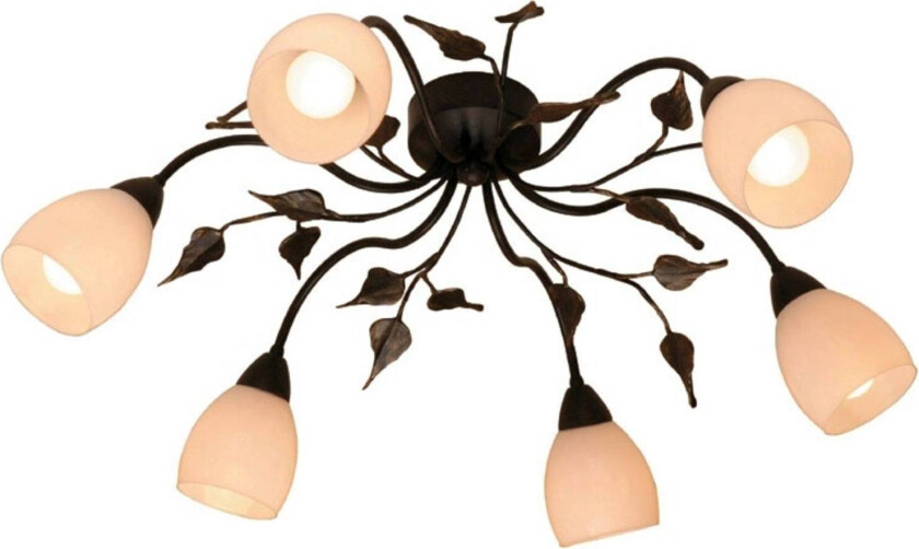 Taklampe CHALET med blomsterdekor, glasstulipaner