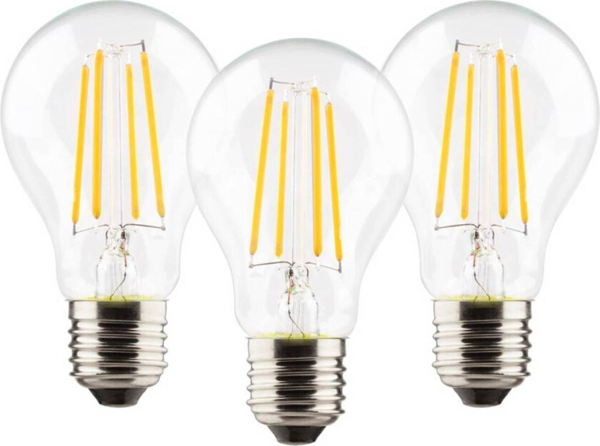 LED-pære E27 7W 827 Filamentpære 3er