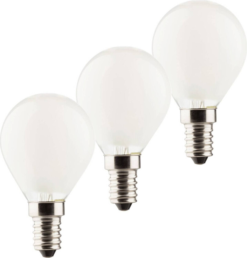 E14 3W LED-dråpepære 2 700K 3er sett 470lm matt