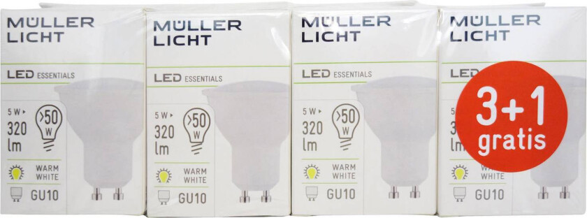 GU10 5W LED-reflektor 2 700K sett 3+1 320lm matt