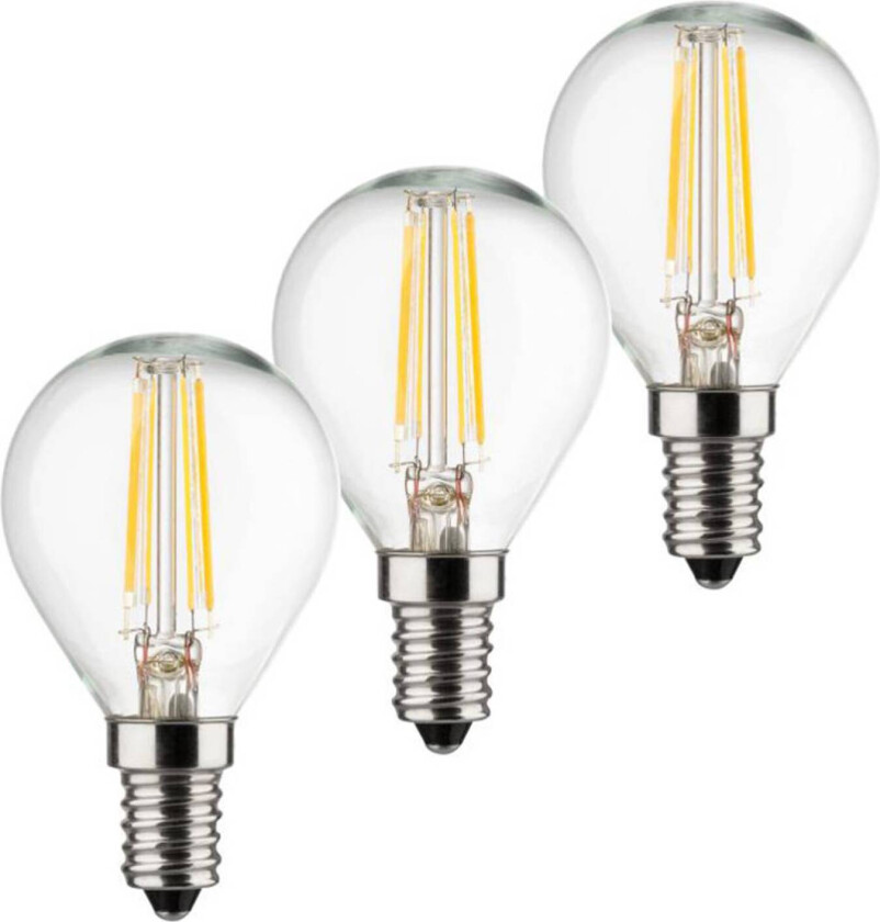 LED-dråpepære E14 4W 2700K Filament sett med 3 stk