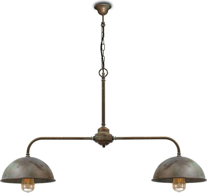 Hengelampe Circle i antikk messing, 2 lyskilder