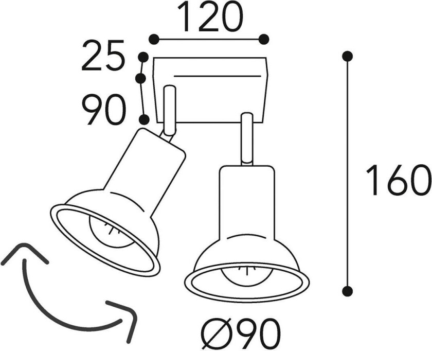 Genziana 1422.E27 taklampe 2 lyskilder messing
