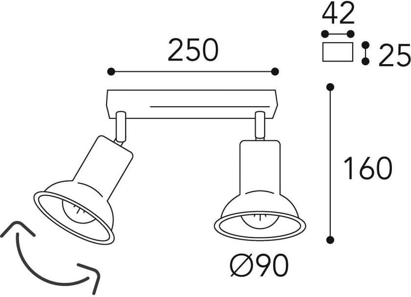 Genziana 1412.E27 taklampe 2 lyskilder messing