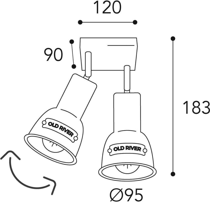 Azali 1423.E27 taklampe 2 lyskilder antikk messing