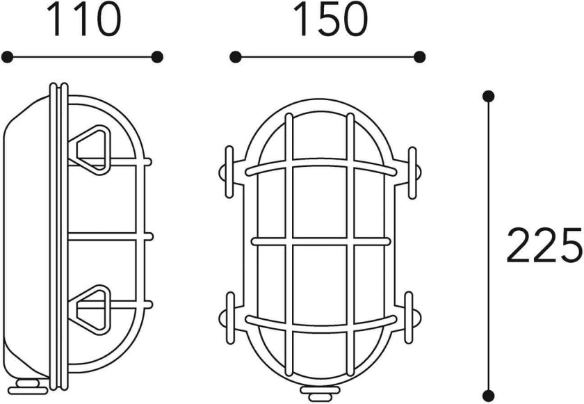 Tortuga 200.21 vegglampe, oval, nikkel/opal