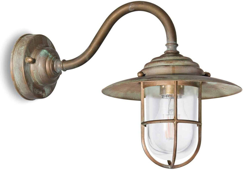 Chalet 140 utendørs vegglampe antikk messing/klar