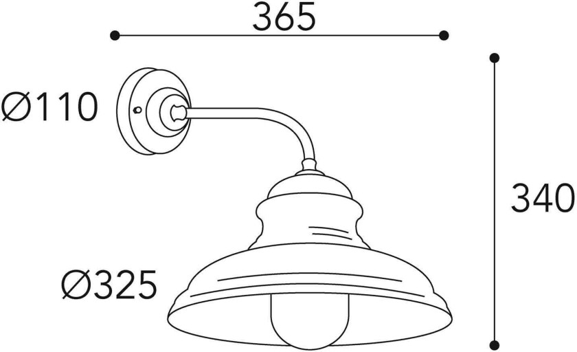 Mill 1595 utendørs vegglampe antikk messing/klar