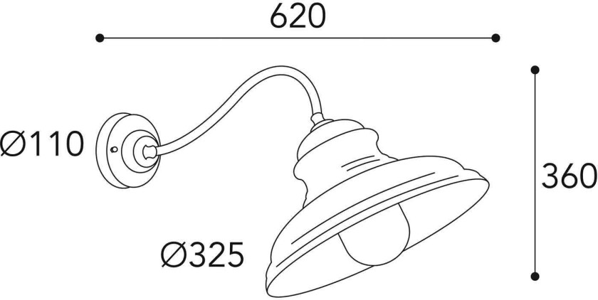 Mill 1591 utendørs vegglampe antikk messing/klar