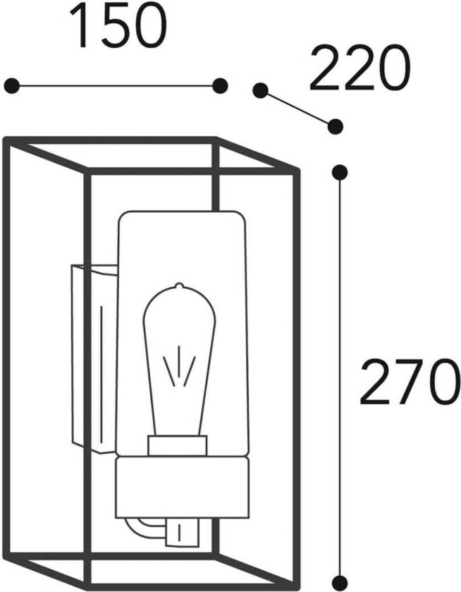 Cubic³ 3364 utendørs vegglampe antikk nikkel/klar