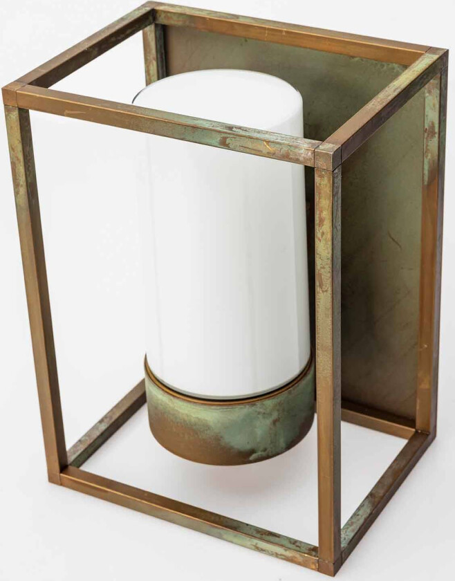 Cubic³ 3366 utendørs vegglampe antikk messing/opal