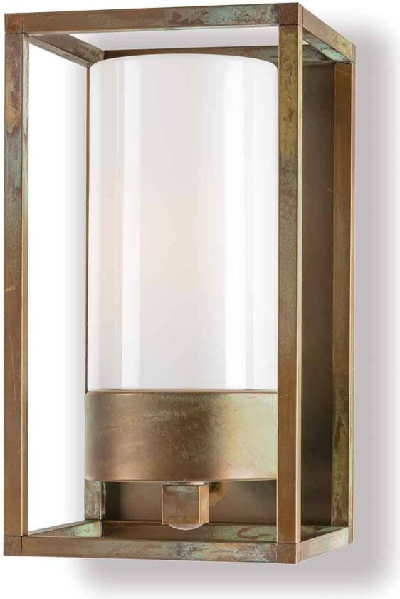 Cubic³ 3365 utendørs vegglampe antikk messing/opal