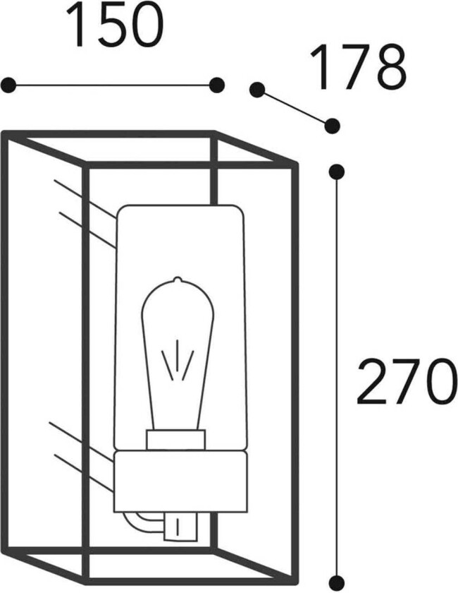 Cubic³ 3365 utendørs vegglampe antikk messing/klar