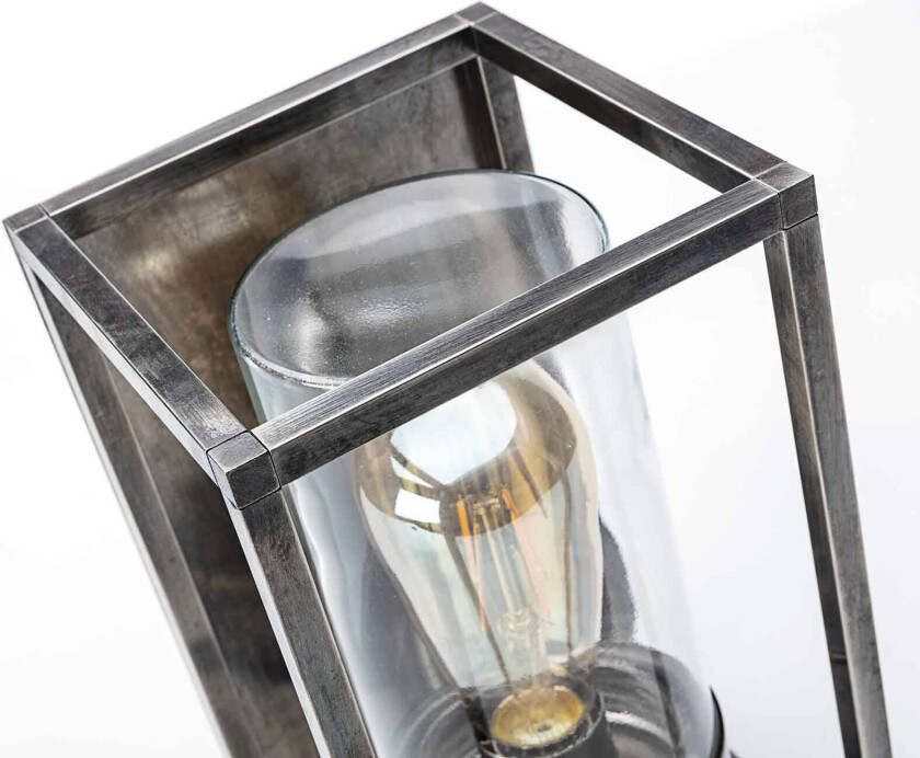 Utendørs vegglampe Cubic³ 3365, antik nikkel/klar