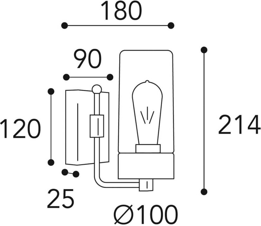 Silindar 3390 utendørs vegglampe, messing/opal