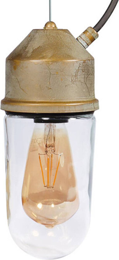 1951N hengelampe antikk messing, rett glass, klar