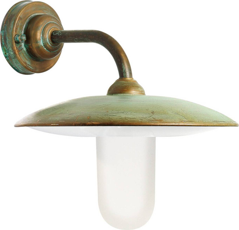 Casale utendørs vegglampe antikk messing opalglass