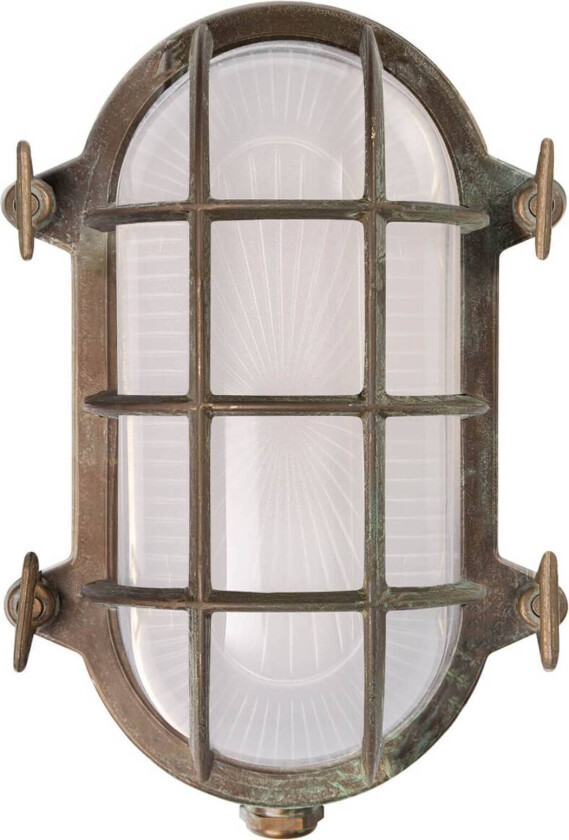 Ovalt vegglampe Hook, antikk messing/opal