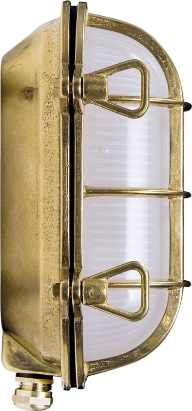 Ovalt vegglampe Hook, messing/opal