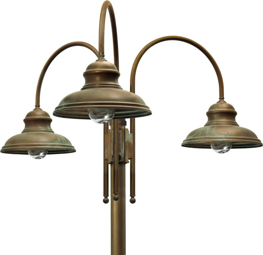 Stolpelampe Luca messing antikk kobber, 3-lys.